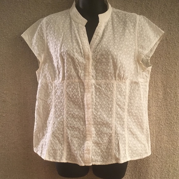 a.n.a Tops - A.N.A. Eyelet Button Up Blouse